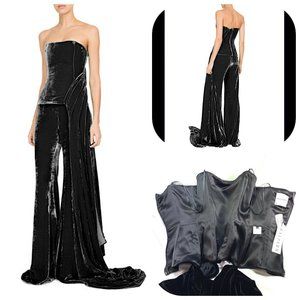 Auc NWT Halpern Asymmetric Draped Velvet Bustier Top